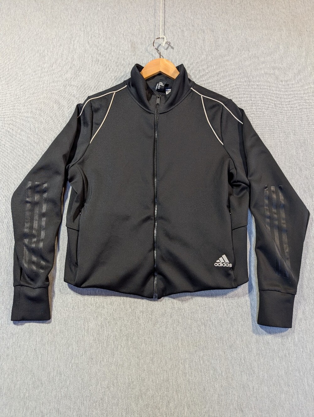 Adidas Soft Shell Jacket Women's 1X Black White Logo Full Zip